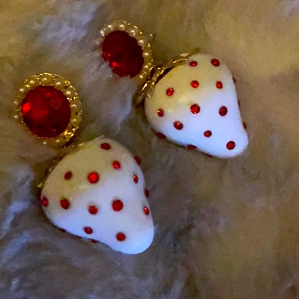 White Strawberry Earrings